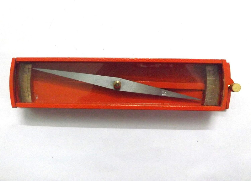 AZUROX Trough Magnetic Compass Full Brass With Wooden box Compass(Orange, Silver)