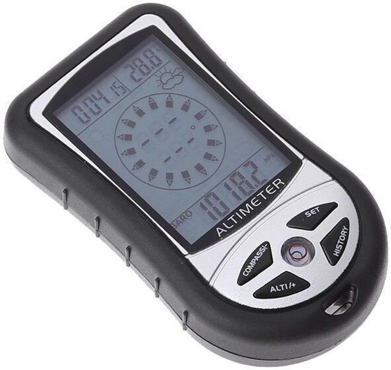 Real Instruments 8 in 1 Digital Compass Barometer Weather Forecast LCD Backlight Compass(Black, Silver)