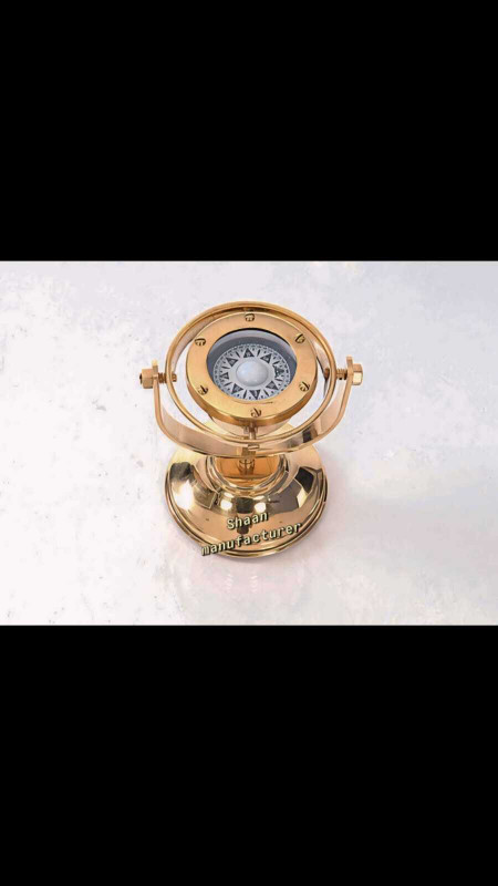 Shaan Manufacturer Shiny Brass Gimbal compass Compass(Gold)