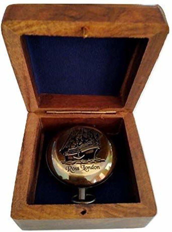 MCC Compass for Direction with Wooden Box, for vastu,Outdoor Activities, Hiking Compass(Brown)