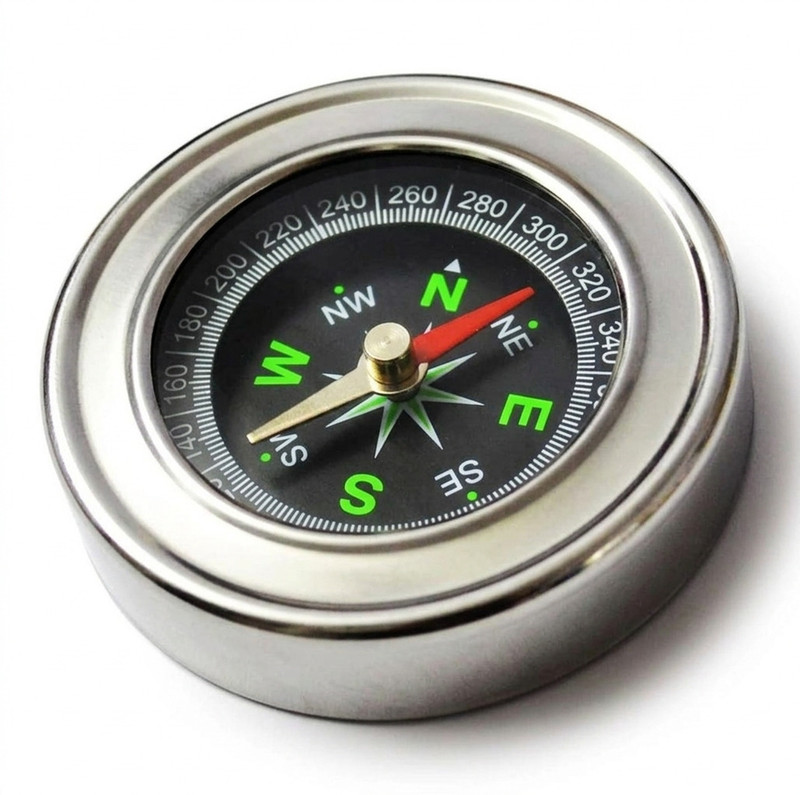 AZUROX Stainless Steel Pocket Compass | Hiking Trekking Adventure Navigation Device Compass(Silver, Black)