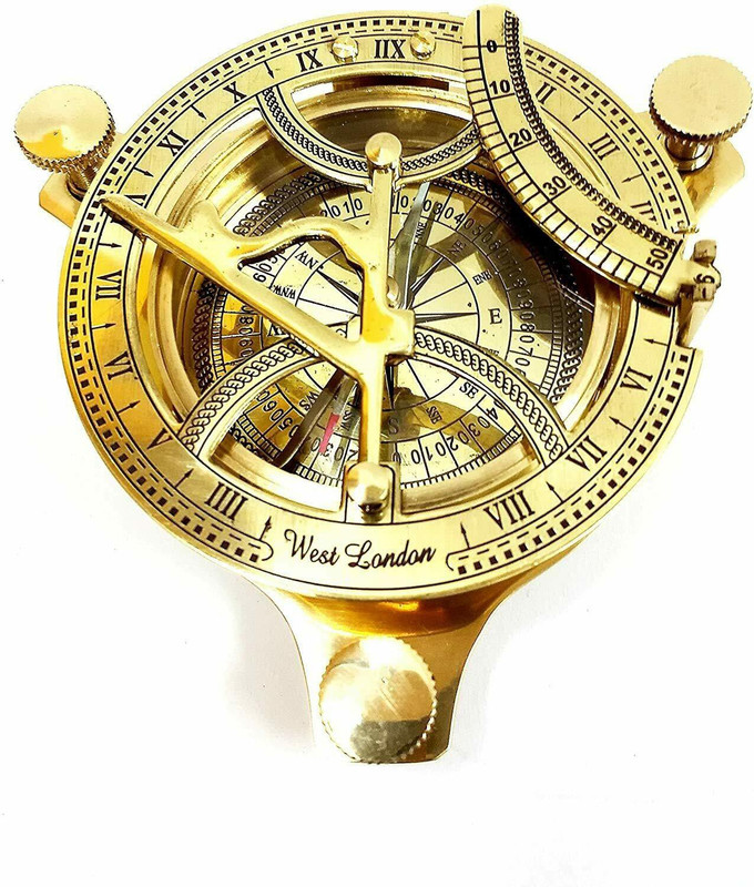 Ascent India NAUTICAL 3 Inch Brass Golden Sundial Compass. Sun Clock Brass Golden Compass(Gold)