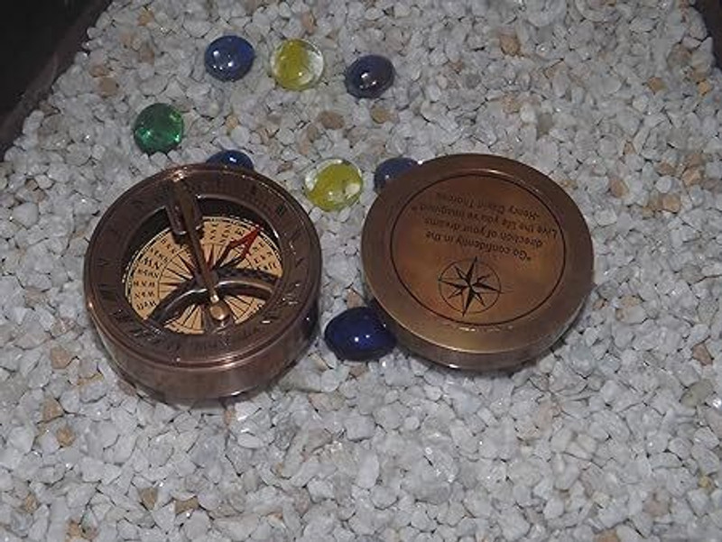 ROZAIN drum sundial compass Compass(Brown)