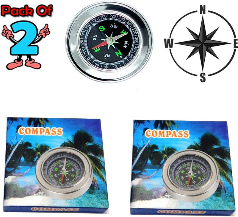 JB CREATION Pack of 2 High Quality Directional Magnetic Steel Compass For Adventure Compass(Silver)