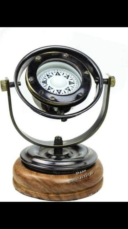Shaan Manufacturer nautical Antique Gimbal Compass Compass(Black)