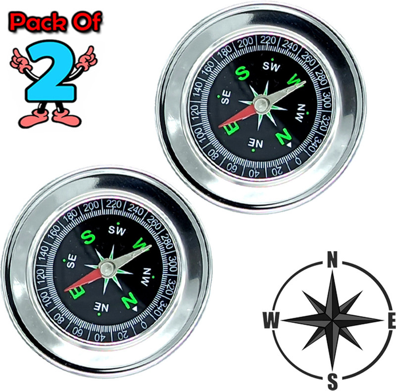JB CREATION Pack Of 2 Metal body directional use pocket compass Compass Compass(Black, Silver)