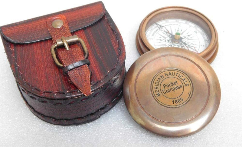 akku Finish Brass 3 Inch Compass Maritime Stanley London 1885 Compass Antique Compass(Brown)