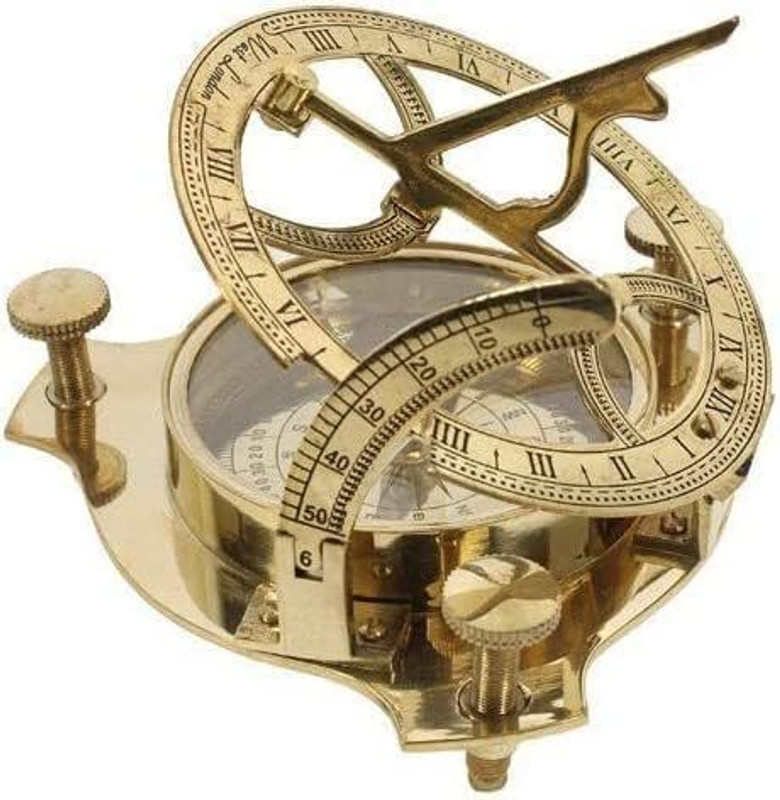 MSSI Vintage Brass Sundial Compass | Antique Nautical Gift Compass(Gold)