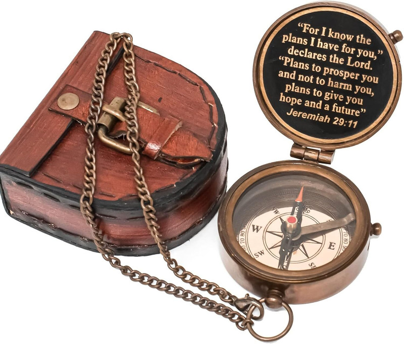 RINM Brass Sundial Compass With leather case For Campaigning Tourist Hiking Compass(Gold)