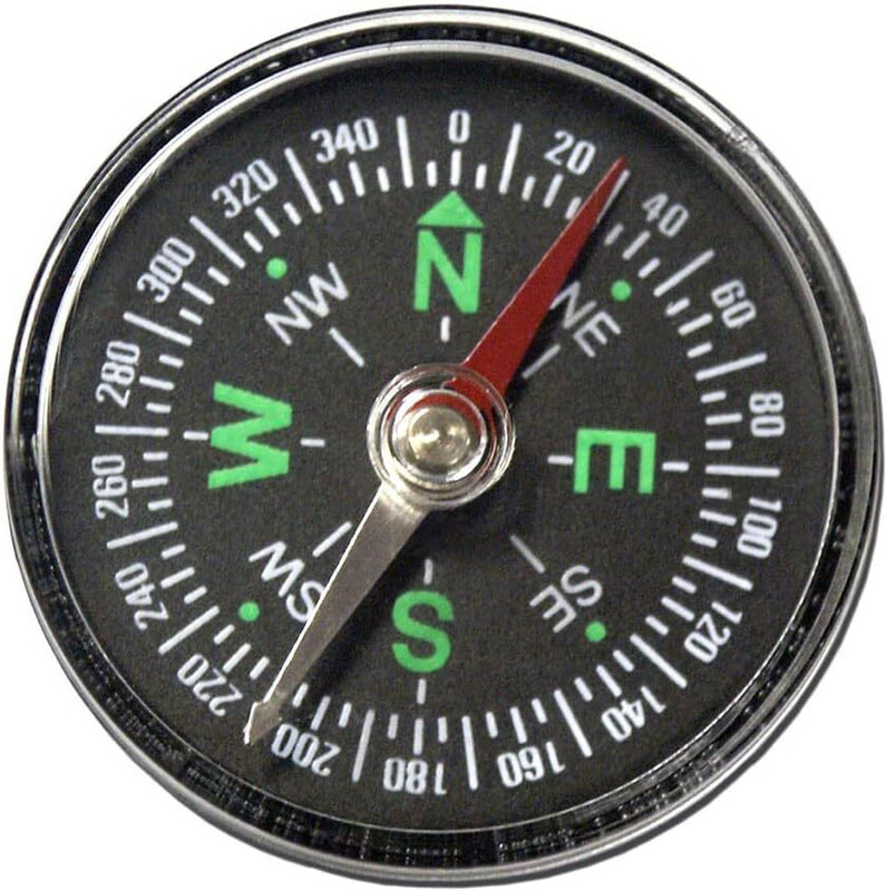 Kebica Mini Compass Pocket Button Design Compass for Hiking, Camping 1 pc Compass(Black)