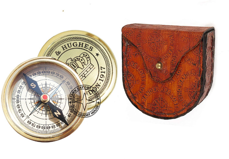 Stark Export House Solid Brass 2 Inch Sundial Compass Direction Working Pocket Compass Compass(Gold)