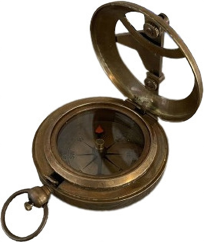 JSI Antique Finish Brass Sundial Compass Compass(Brown)