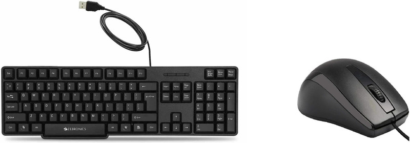 ZEBRONICS Alex Wired Optical Mouse PO 4 Combo Set(Black)