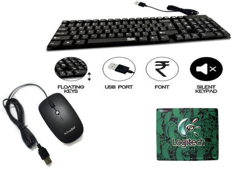 Prolite 3 in 1 combo (keyboard,mouse,mousepad) Combo Set Designed for Gaming(Black)