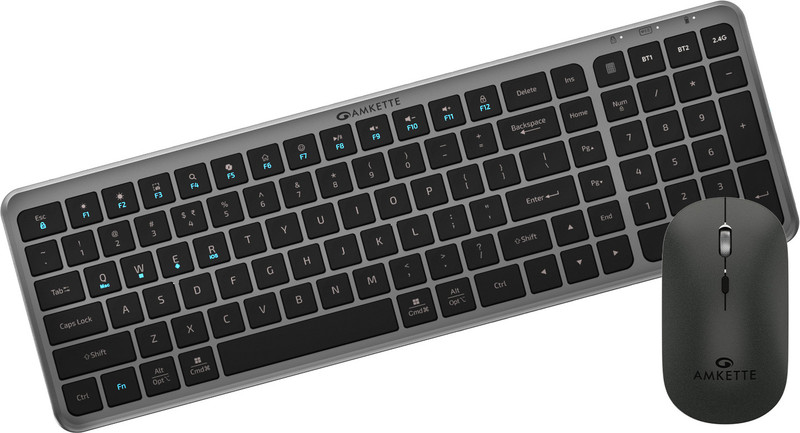 AMKETTE Wi-Key Mini 2 Multi Device Wireless Keyboard and Mouse Combo Set(Grey)