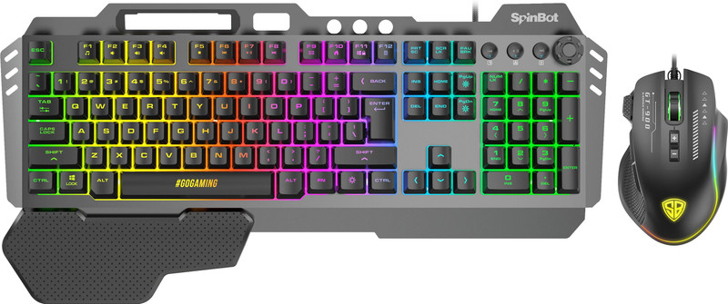 SpinBot Rage K20 Gaming Keyboard with Metal Body And Gaming Mouse|7200 DPI|8 Button|RGB| Combo Set Designed for Gaming(Black)