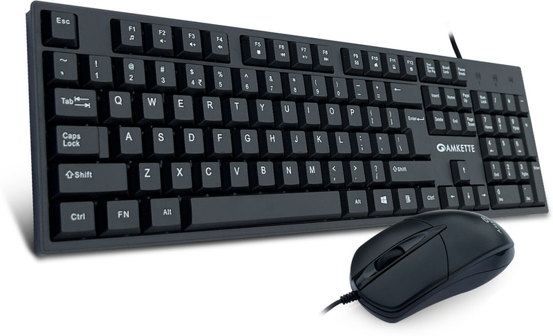 AMKETTE Lexus Multimedia Wired Keyboard and Mouse Combo Set(Black)
