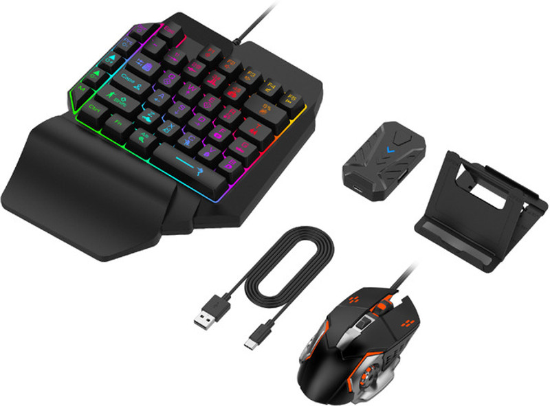 Zeref Bluetooth Gaming Keyboard Mouse Convertor For Smartphone 4 in 1 Combo Combo Set Designed for Gaming(RGB)