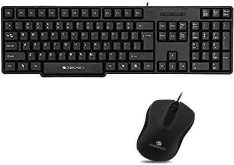 ZEBRONICS Zeb-K35 Keyboard and ZEB-WING Wired Optical Mouse Combo Set(Black)