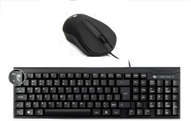 ZEBRONICS Zeb-K35 Keyboard and ZEB-WING Wired Optical Mouse Combo Set(Black)