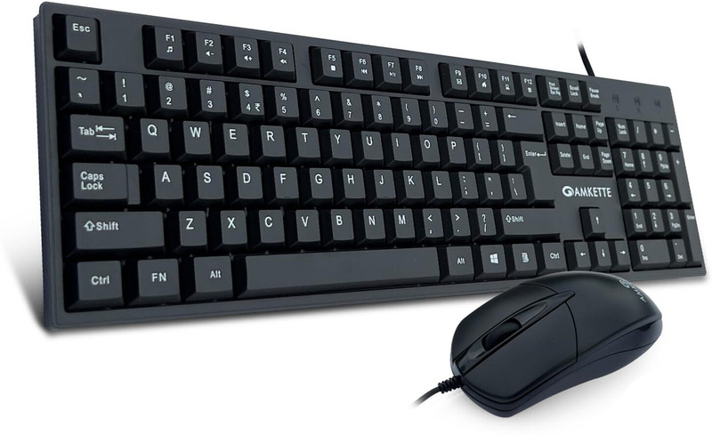 AMKETTE Lexus Multimedia Wired Keyboard and Mouse Combo Set(Black)