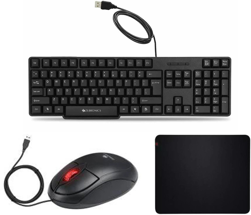 ZEBRONICS Zeb-K20 Keyboard and Zeb-Rise Mouse Combo Set Designed for Gaming(Black)