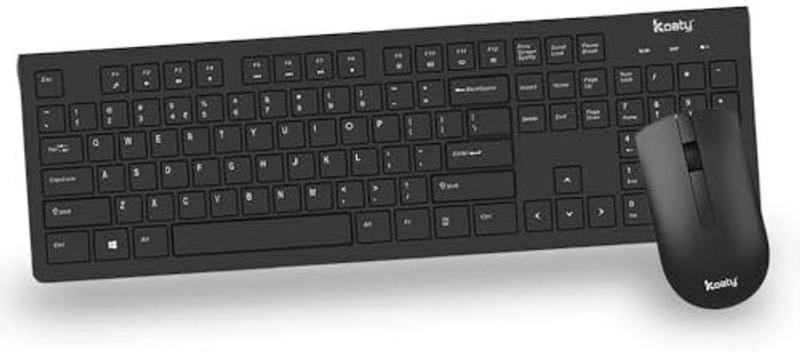 Koaty Core CW125 Multimedia Wireless Keyboard & Mouse, Soft Typing, Full Size Combo Set Designed for Gaming(Black)