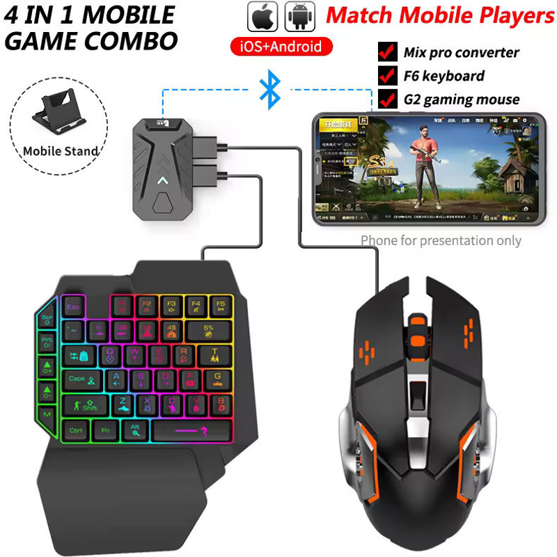 DWH Mixpro plus 4 in 1 keyboard Mouse Gaming Combo Combo Set Designed for Gaming(RGB)