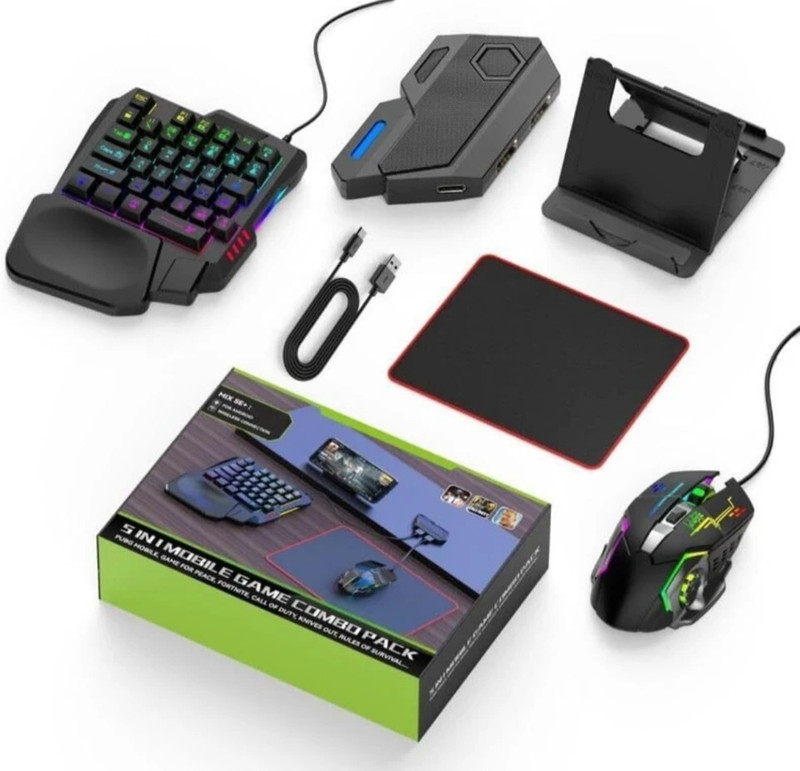 FROH Bluetooth Gaming Keyboard Mouse Convertor For Smartphone 5 in 1 Mobile Game Combo Set Designed for Gaming(Black)