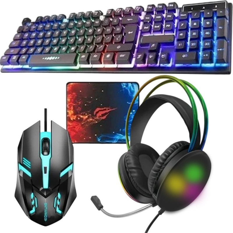 ENTWINO 4 in 1 Gaming Combo, RGB Keyboard, Mouse & Headphone Set, Gaming Mousepad Combo Set Designed for Gaming(Multicolor)