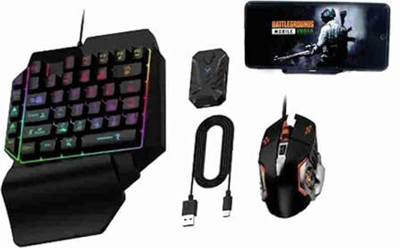 ADVANCE GADGETS 4in1 bluetooth gaming keyboard mouse convertor combo Combo Set Designed for Gaming(Black)