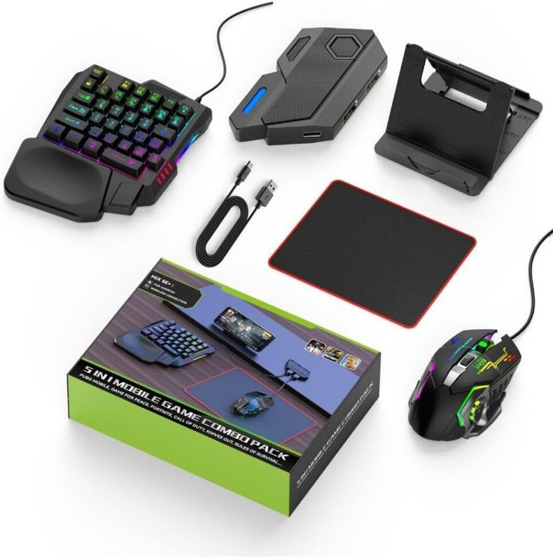 GAMESOUL MIX SE+ Mobile Game Combo Pack for PUBG MOBILE , BGMI 5 in 1 GAMING Combo Combo Set Designed for Gaming(Black, MIX SE+ 4in1 Gaming Combo, Best Value Mobile Gaming Kit, For Android, iOS)