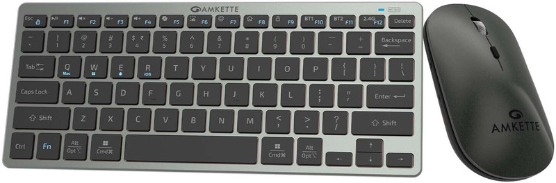AMKETTE Wi-Key Mini 2 Multi Device Wireless Keyboard and Mouse Combo Set(Grey)