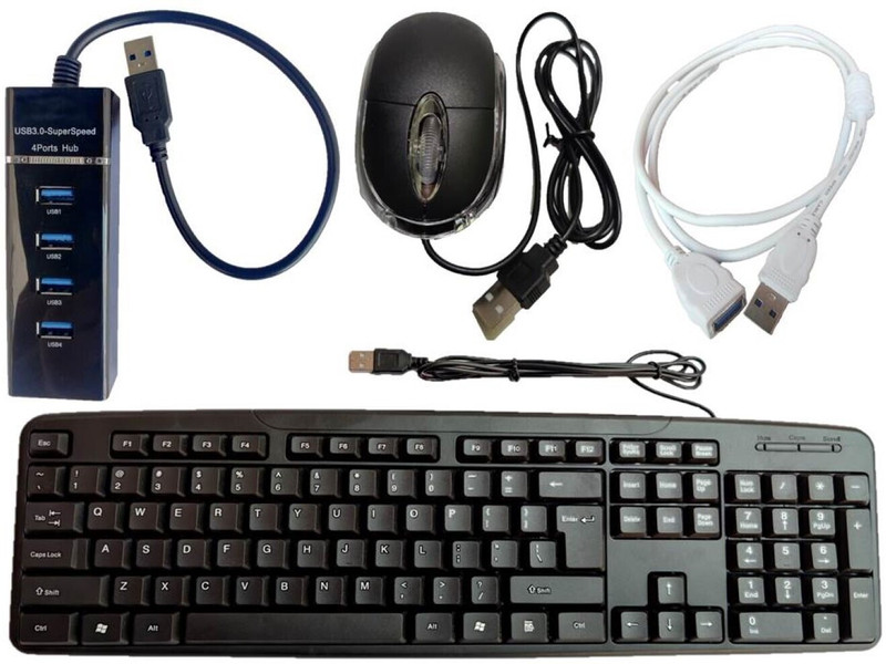 ANJO USB Keyboard-LED Mouse-2.0 USB Hub-Ext Cable 1.5m-LED Combo Set Designed for Gaming(Multicolor)