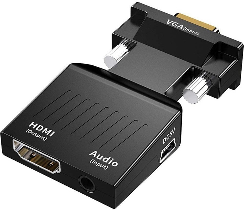 BALRAMA VGA Male to HDMI Female 3.5MM Audio Jack VGA to HDMI Audio Converter Adapter Combo Set(Black)