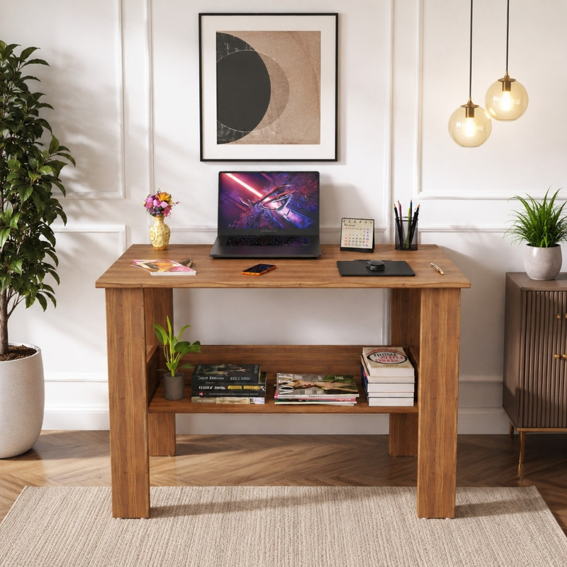 SPYDER HOME DECORE Study Desk Work From Home And Study Engineered Wood Study Table(Free Standing, Finish Color - Noce Lyon, DIY(Do-It-Yourself))