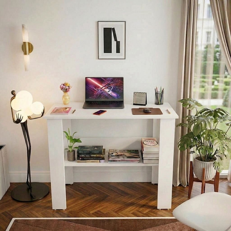 Spyder Home Decore Portable Workstation Computer Desk with Storage, For Office, Home Engineered Wood Computer Desk(Straight, Finish Color - White, DIY(Do-It-Yourself))