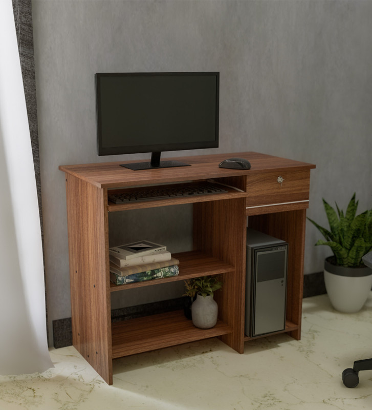 NEUDOT BINGO Engineered Wood Computer Desk(Straight, Finish Color - TEAK, Knock Down)