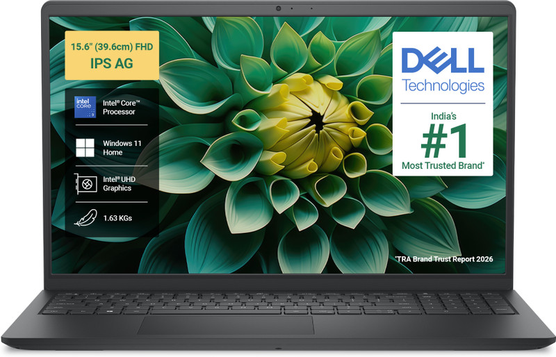 DELL 15 (Core i3 14th Gen) Intel Core 3 - (16 GB/512 GB SSD/Windows 11 Home) DC15250 Thin and Light Laptop(15 Inch, Carbon Black, 1.63 kg, With MS Office)