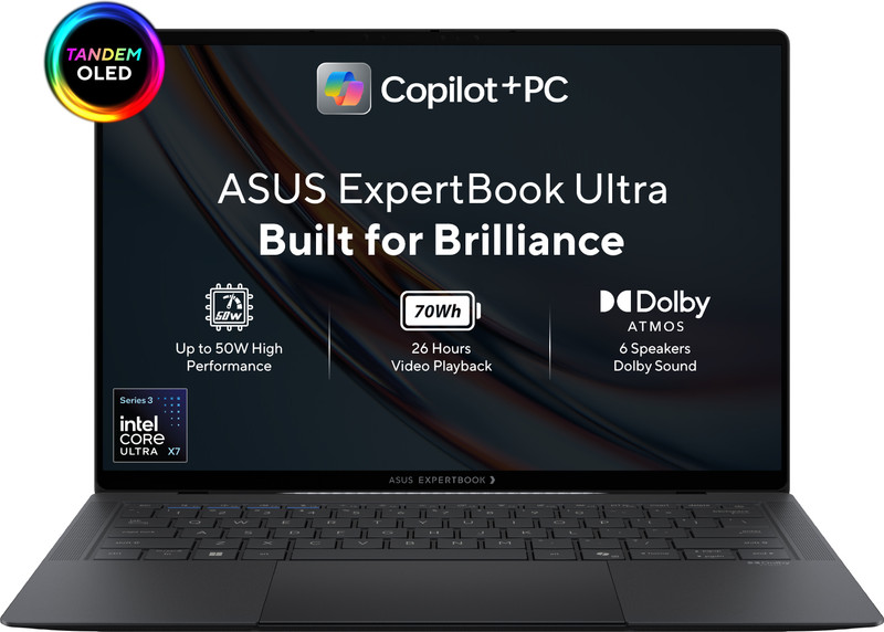 ASUS ExpertBook Ultra Copilot+ PC Intel Core Ultra X7 358H - (32 GB/1 TB SSD/Windows 11 Home) B9406CAA-TH1205WS Thin and Light Laptop(14 inch, Jet Fog, 1.10 kg, With MS Office)