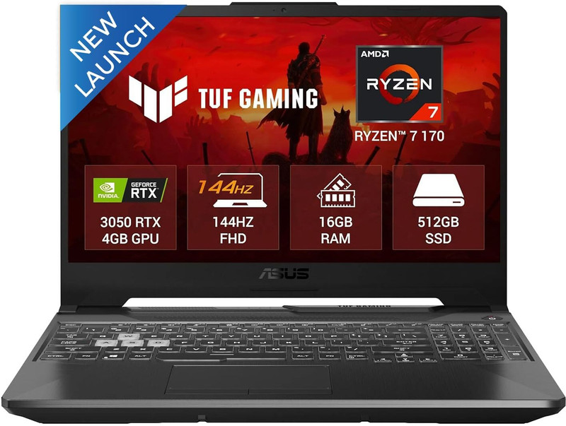 ASUS TUF Gaming A15 (2026) AMD Ryzen 7 170 - (16 GB/512 GB SSD/Windows 11 Home/4 GB Graphics/NVIDIA GeForce RTX 3050) FA506NCQ-HN006W Gaming Laptop(15.6 inch, Graphite Black, 2.3 kg)