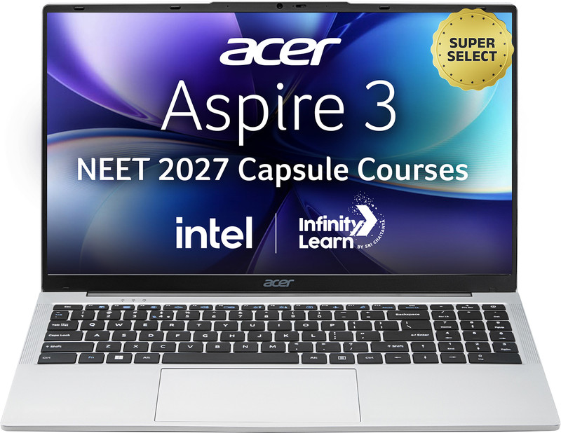 Acer Aspire 3 with Infinity Learn NEET 2027 Capsule Course Intel Celeron Dual Core N4500 - (8 GB/256 GB SSD/Windows 11 Home) A325-45 Notebook(15.6 inch, Pure Silver, 1.5 kg)