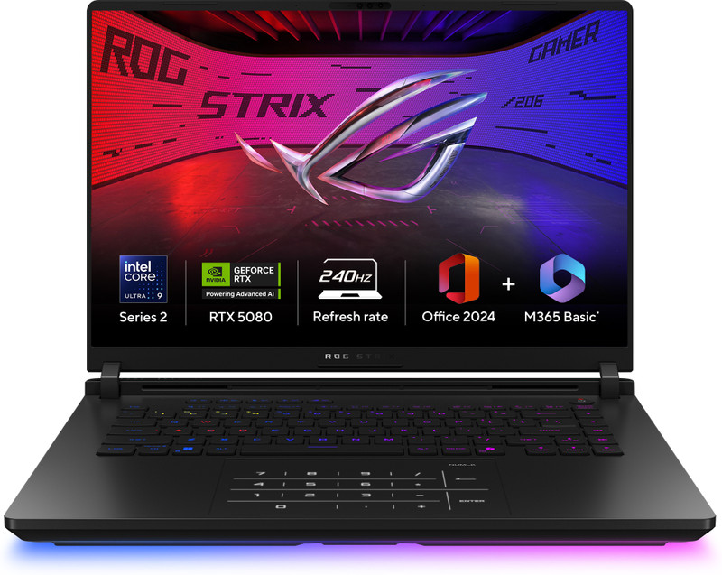 ASUS ROG Strix SCAR 16 (2025) with Office 2024 + M365 Basic* Intel Core Ultra 9 275HX - (32 GB/2 TB SSD/Windows 11 Home/16 GB Graphics/NVIDIA GeForce RTX 5080/240 Hz/175 W) G635LW-RW157WS Gaming Laptop(16 Inch, Off Black, 2.8 kg, With MS Office)
