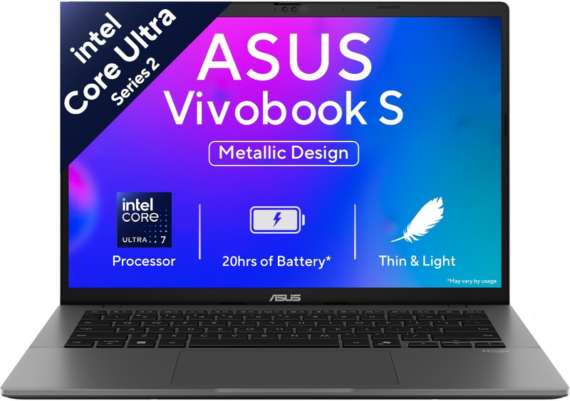 ASUS Vivobook S14 (2025) with Backlit Keyboard, Metallic Design*, Intel Core Ultra 7 255H - (16 GB/512 GB SSD/Windows 11 Home) S3407CA-LY083WS Thin and Light Laptop(14 Inch, Matte Gray, 1.4 Kg, With MS Office)
