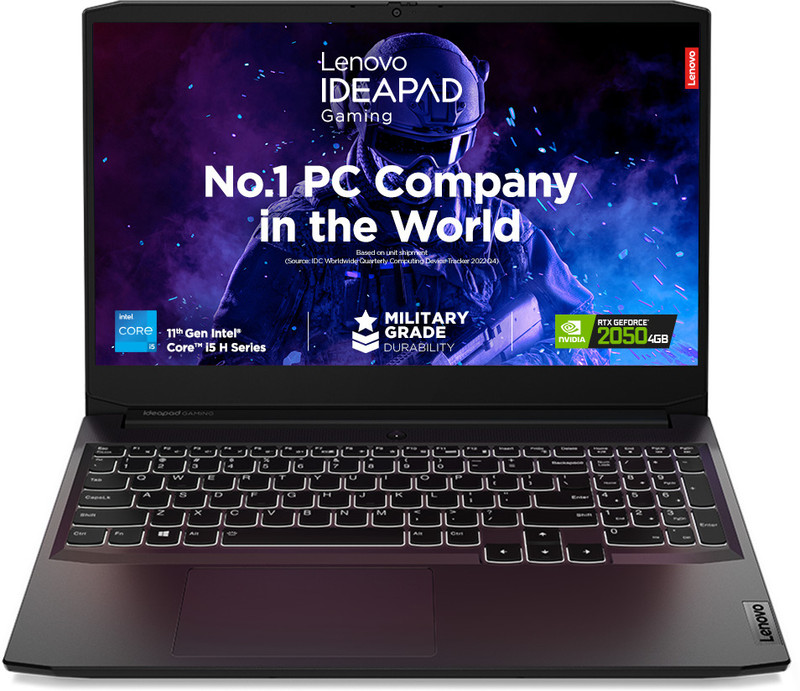 Lenovo IdeaPad Gaming 3 Intel Core i5 11th Gen 11300H - (16 GB/512 GB SSD/Windows 11 Home/4 GB Graphics/NVIDIA GeForce RTX 3050) 15IHU6 | 15IHU6D1 Gaming Laptop(15.6 Inch, Shadow Black, 2.25 Kg, With MS Office)