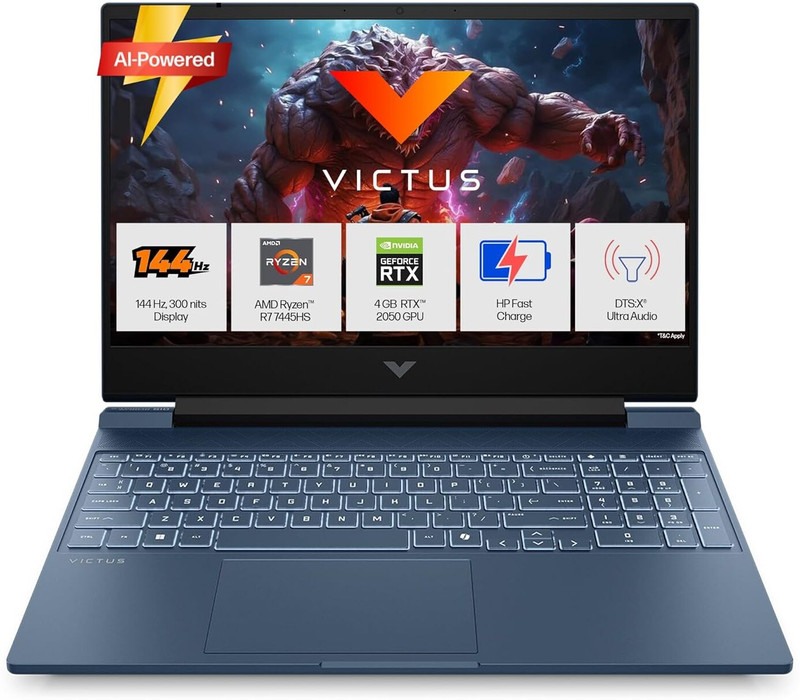 HP AMD Ryzen 7 Hexa Core - (16 GB/1 TB SSD/Windows 11 Home/4 GB Graphics/NVIDIA GeForce RTX 2050) 15-fb3197AX Gaming Laptop(15.6 inch, Performance Blue, 2.29 kg, With MS Office)