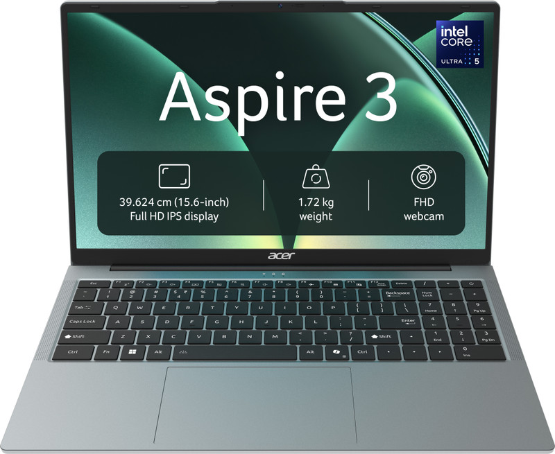 Acer Aspire 3 (2026) AI PC, Backlit Keyboard Intel Core Ultra 5 115U - (8 GB/512 GB SSD/Windows 11 Home) A325-55 Notebook(15.6 inch, Steel Gray, 1.72 kg)