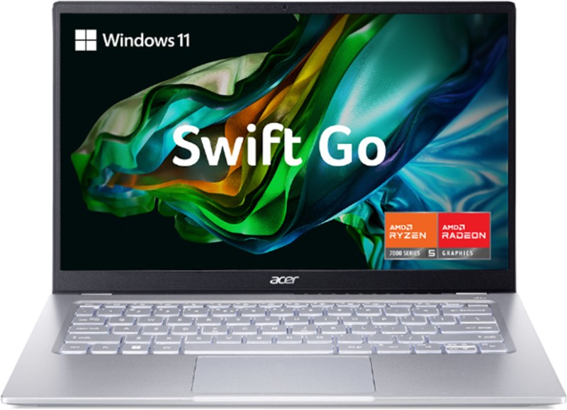 Acer Swift Go 14 2024 AMD Ryzen 5 Hexa Core 7430U - (16 GB/512 GB SSD/Windows 11 Home) SFG14-41 Thin and Light Laptop(14 Inch, Pure Silver, 1.25 Kg, With MS Office)