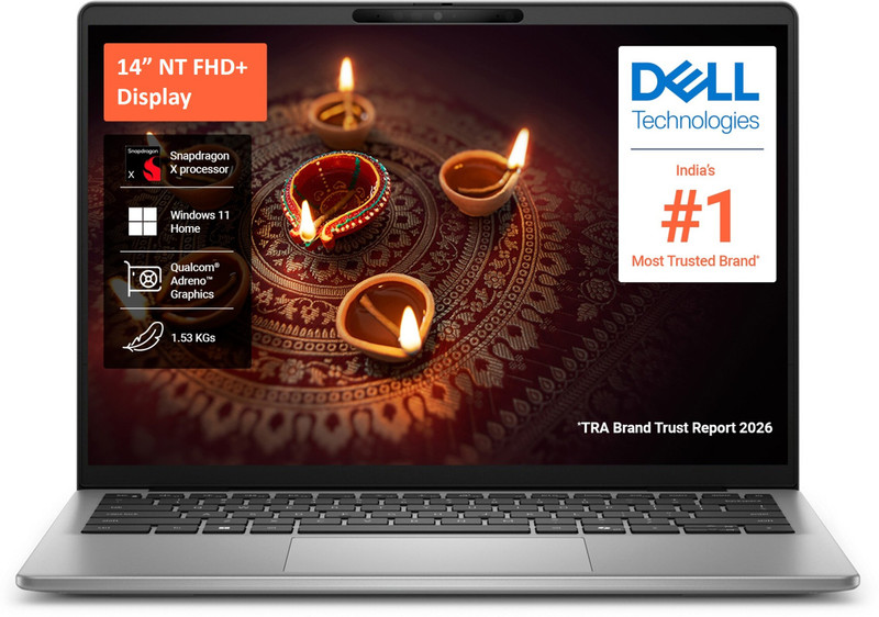 DELL 14 Microsoft Office Home 2024 Snapdragon X - (16 GB/512 GB SSD/Windows 11 Home) Inspiron 5441 Thin and Light Laptop(14 Inch, Titan Gray, 1.5 Kg, With MS Office)
