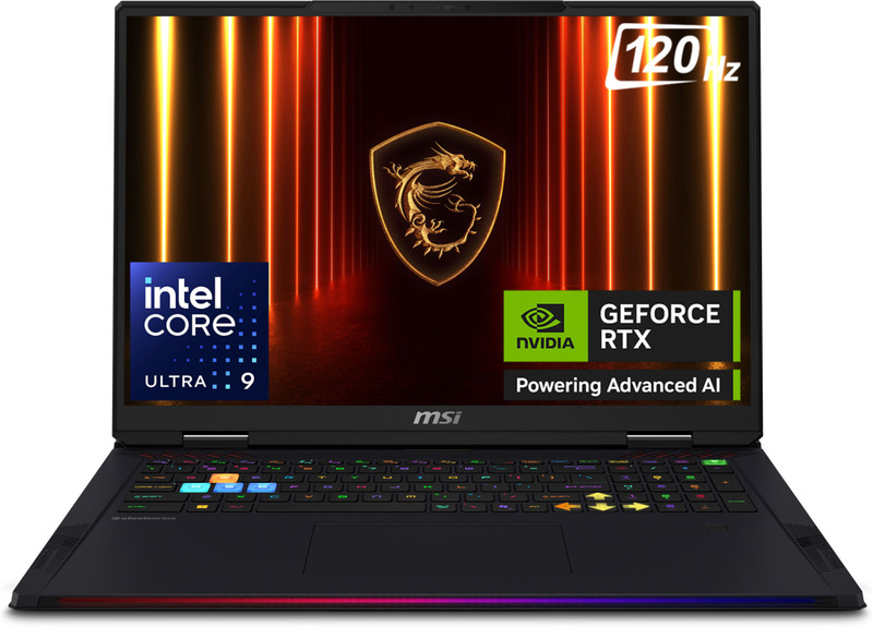 MSI Raider 18 HX AI Intel Core Ultra 9 285HX - (64 GB/4 TB SSD/Windows 11 Home/16 GB Graphics/NVIDIA GeForce RTX 5080/120 Hz) Raider 18 HX AI A2XWIG-255IN Gaming Laptop(18 Inch, Core Black, 3.6 Kg) - Best price at DetectaDeal